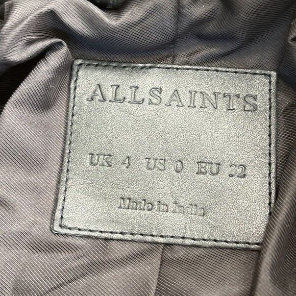 ALLSAINTS Neve Sheepskin Leather Biker Jacket BLACK SIZE 0 - Picture 6 of 10
